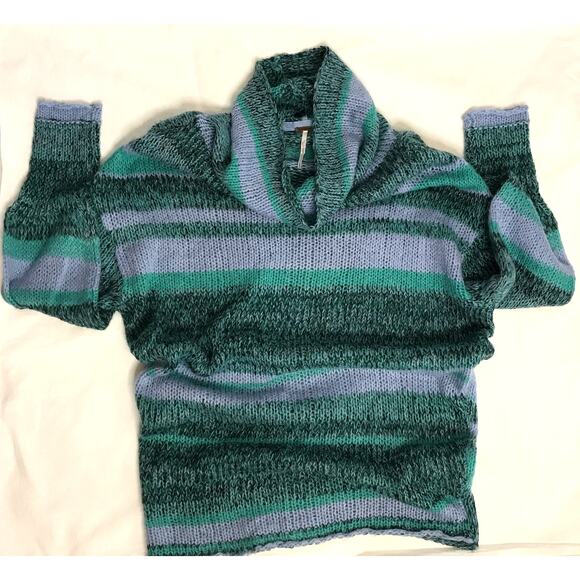 𝅺Free People Candy Stripe Tunic Waterfall Alpaca Wool Sweater  Small - Picture 4 of 6